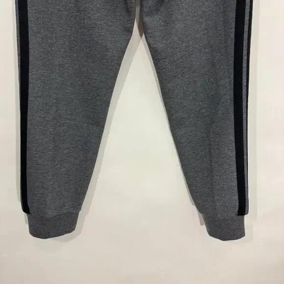 Adidas Essentials 3 Stripe Fleece Track Pants Men’s Size Small Dark Gray Heather - Picture 9 of 13